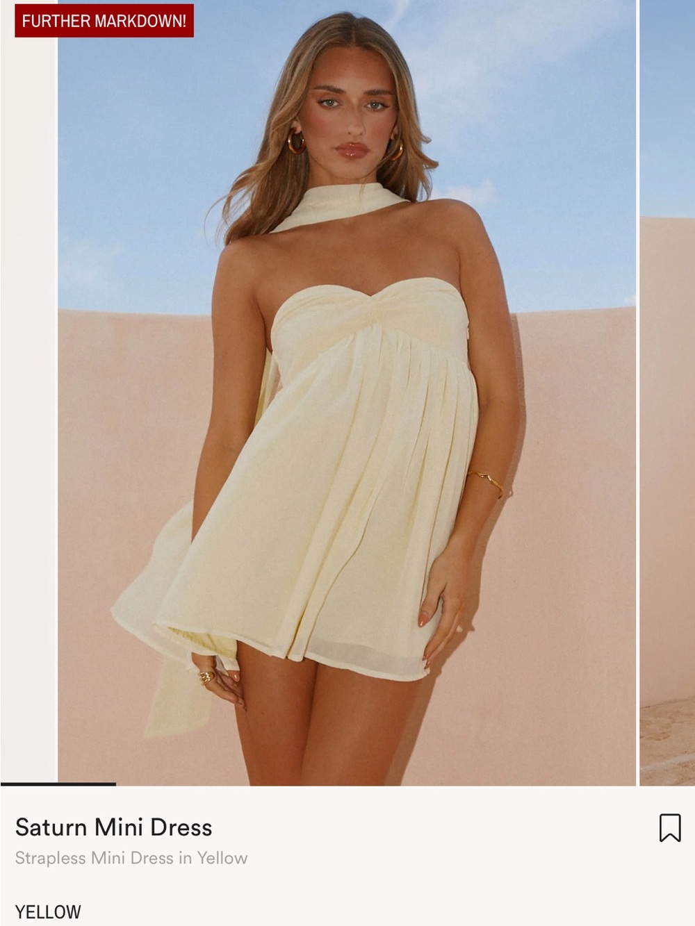 Peppermayo Yellow Strapless Saturn Mini Dress